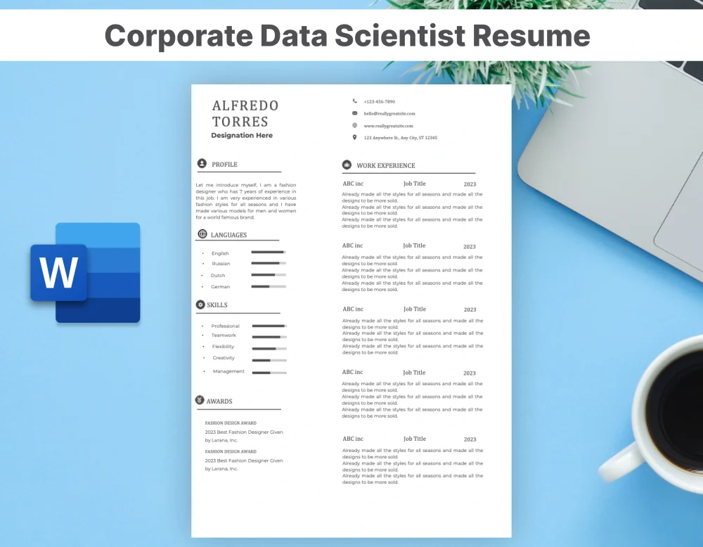 Corporate Data Scientist Resume Template