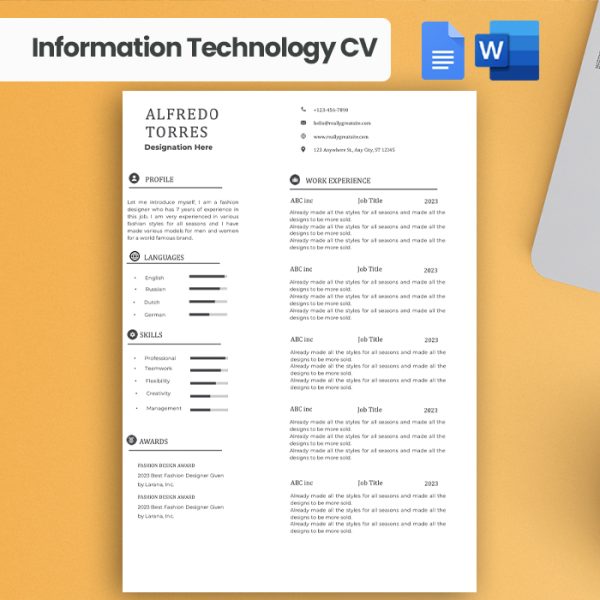 Minimalist Information Technology Resume Template