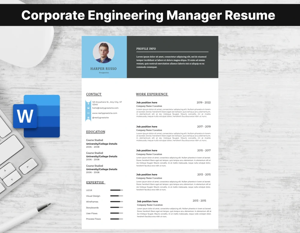 Corporate Engineering Manager Resume Template