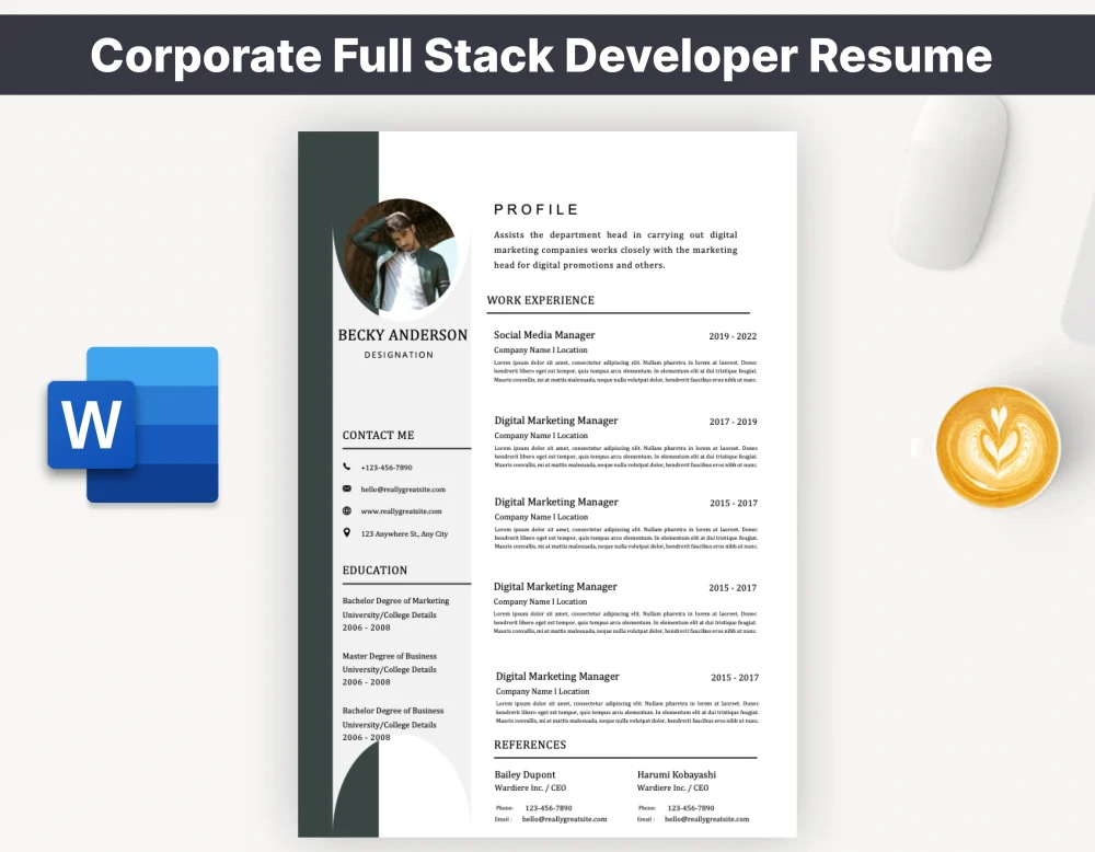 Corporate Full Stack Developer Resume Template