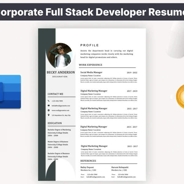 Corporate Full Stack Developer Resume Template
