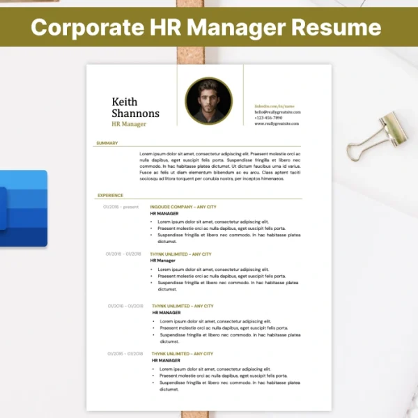Corporate HR Manager Resume Template