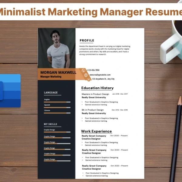 Minimalist Marketing Manager Resume Template