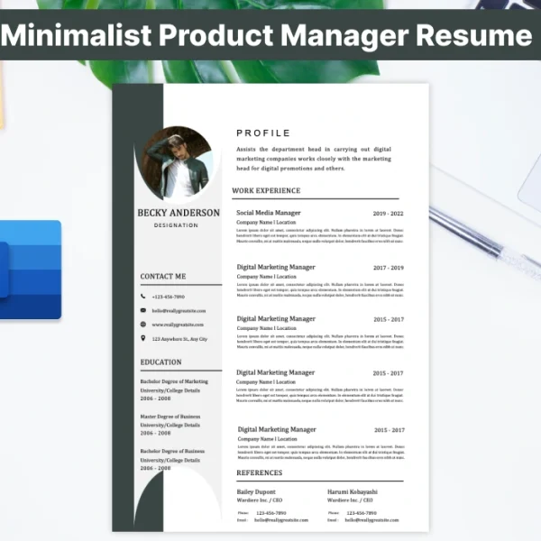 Minimalist Product Manager Resume Template