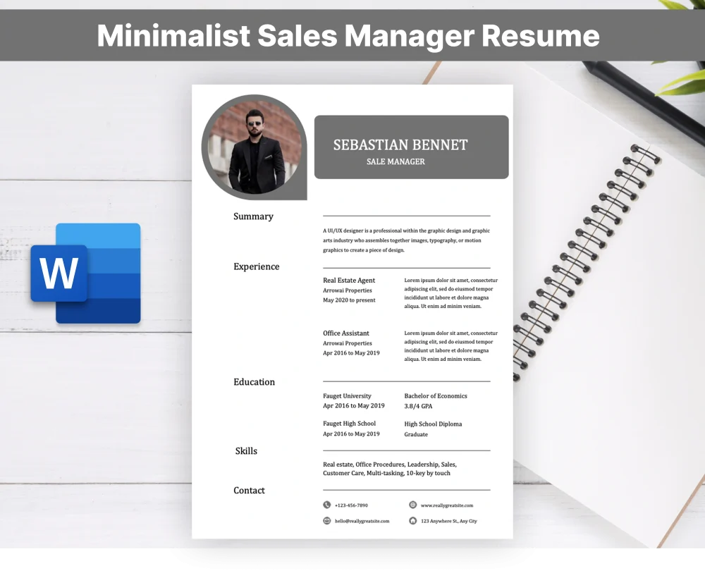 Minimalist Sales Manager Resume Template