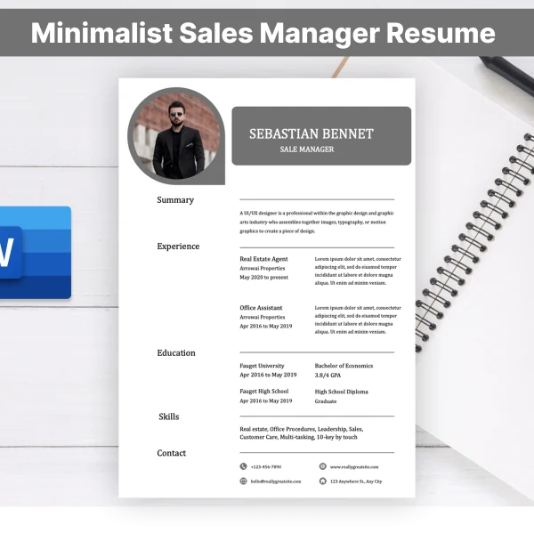 Minimalist Sales Manager Resume Template