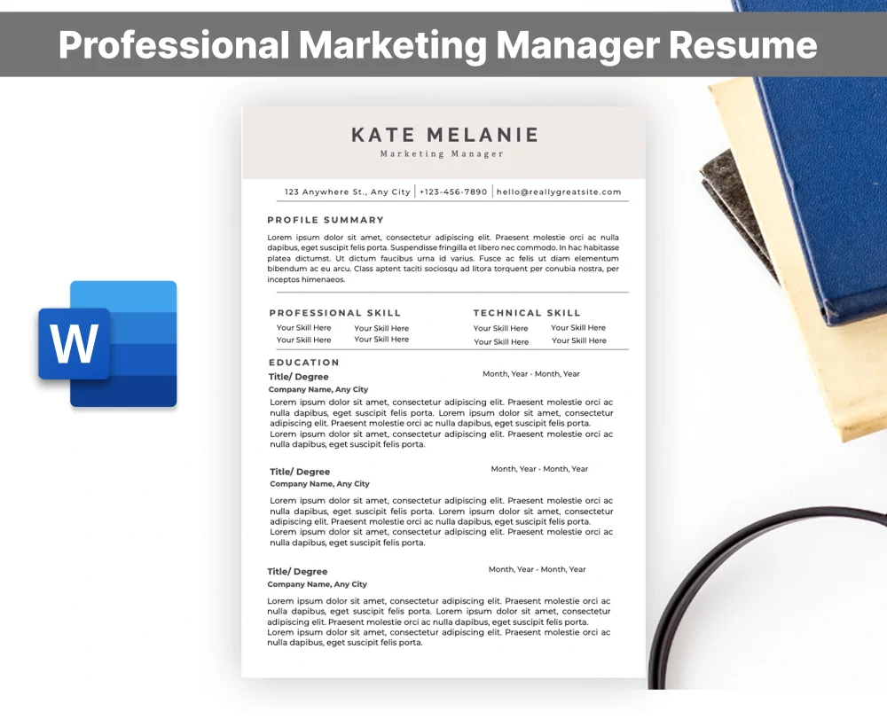 Professional Marketing Manager Resume Template