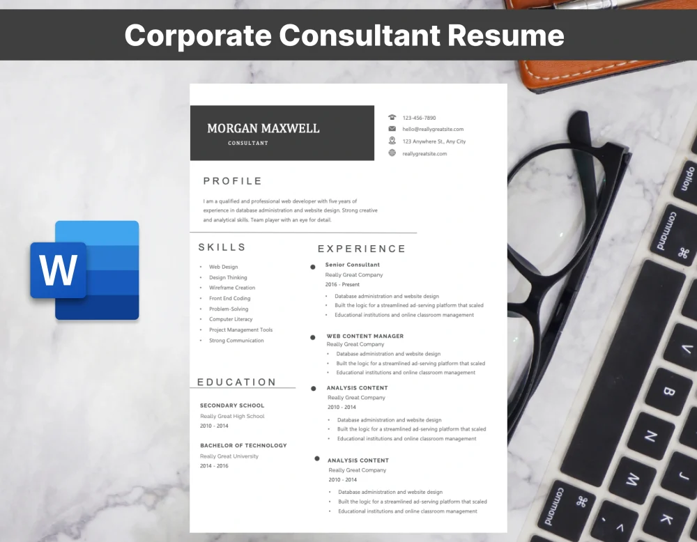 Corporate Consultant Resume Template