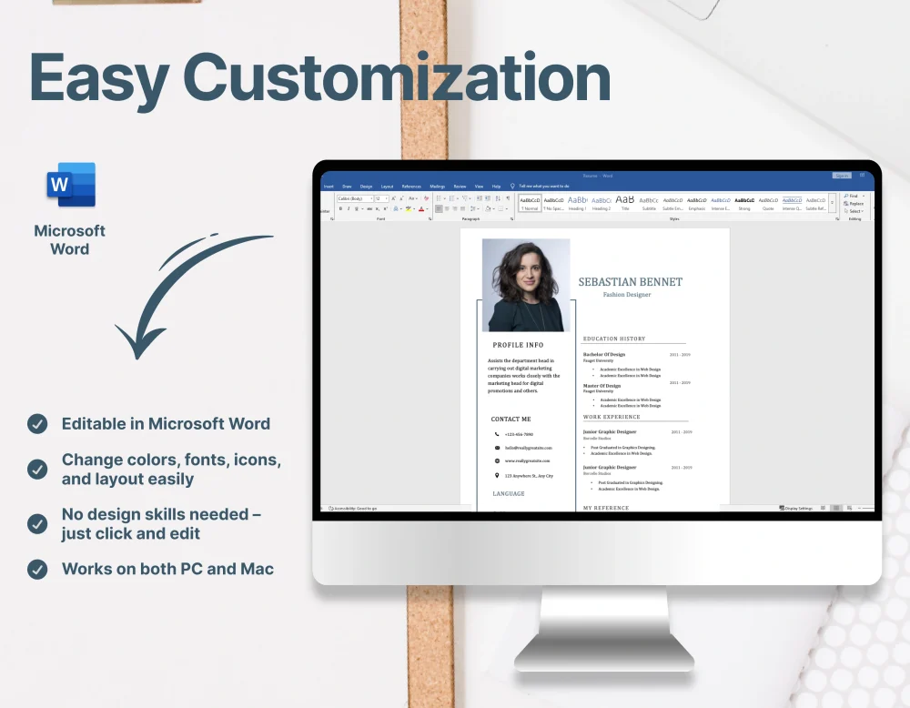 Corporate Fashion Designer Resume Template - Image 2