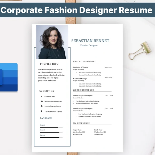 Corporate Fashion Designer Resume Template