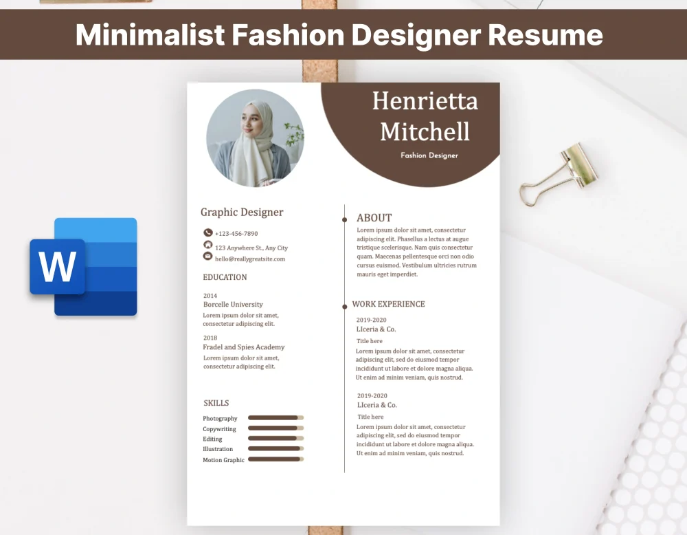 Minimalist Fashion Designer Resume Template