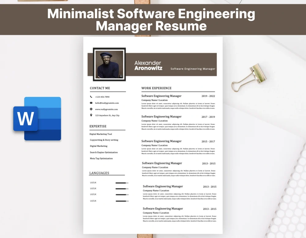 Minimalist Software Engineering Manager Resume Template