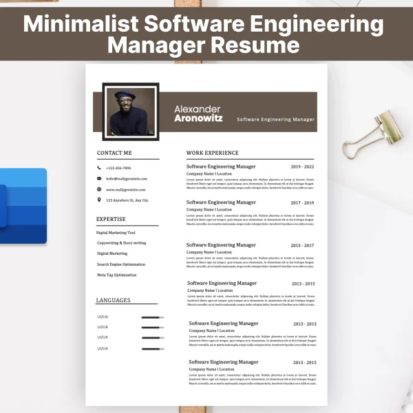 Minimalist Software Engineering Manager Resume Template