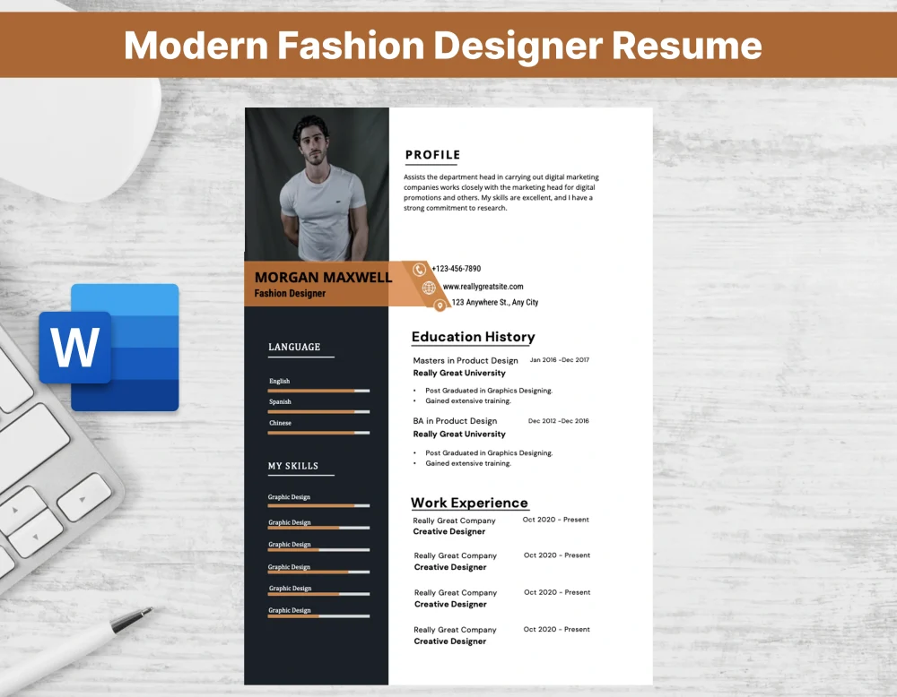 Modern Fashion Designer Resume Template