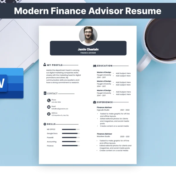 Modern Finance Advisor Resume Template