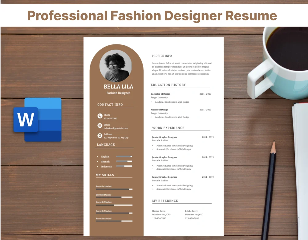 Professional Fashion Designer Resume Template