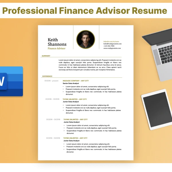 Professional Finance Advisor Resume Template