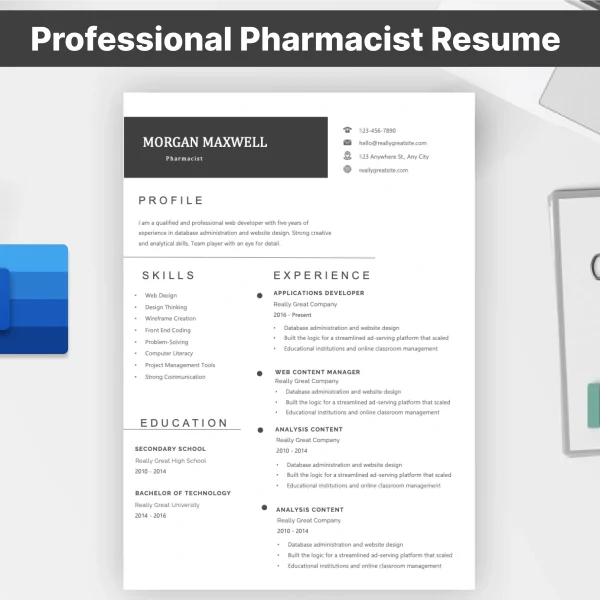 Professional Pharmacist Resume Template
