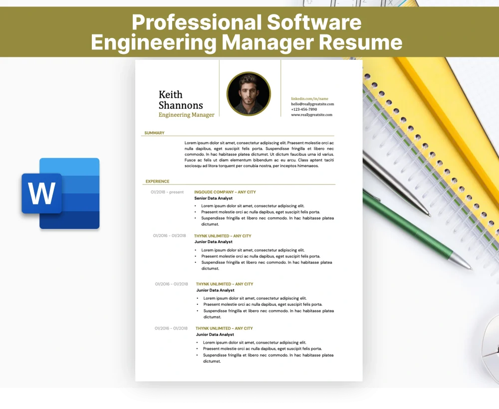 Professional Software Engineering Manager Resume Template