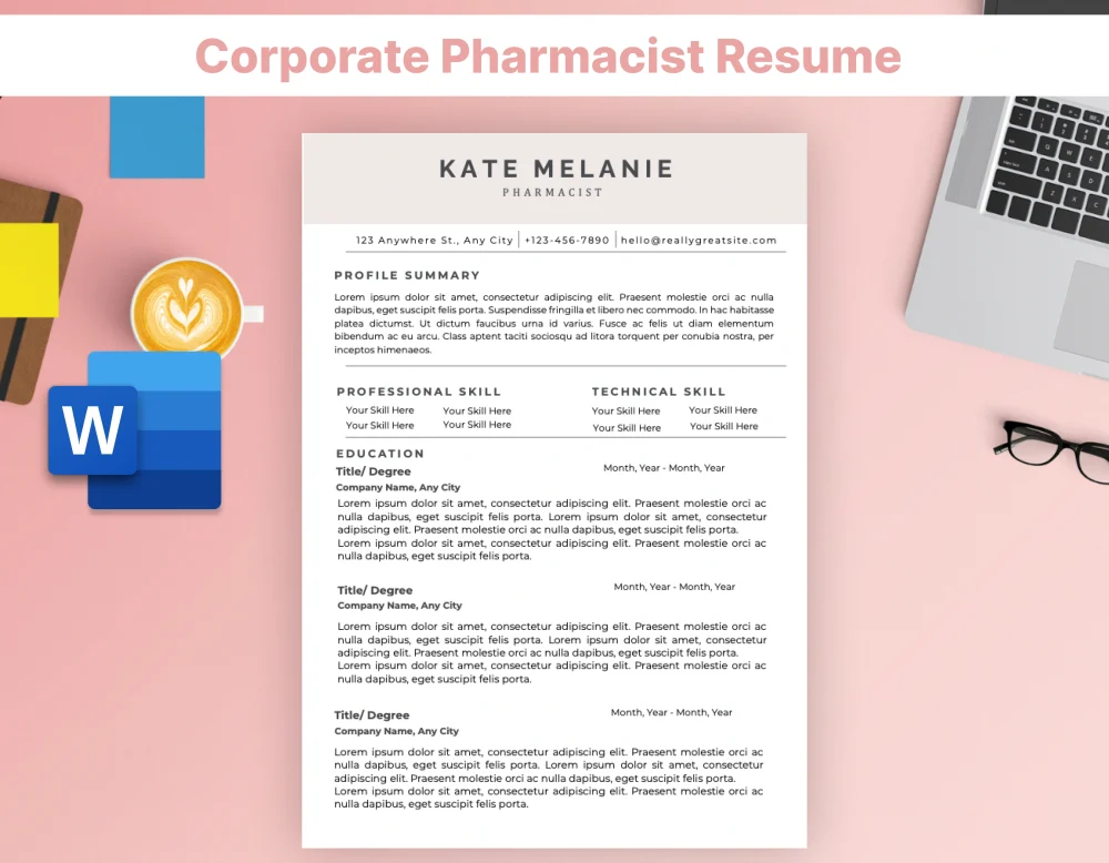 Corporate Pharmacist Resume Template