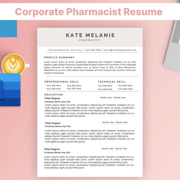Corporate Pharmacist Resume Template