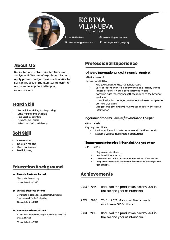 Minimalist Data Analyst Resume